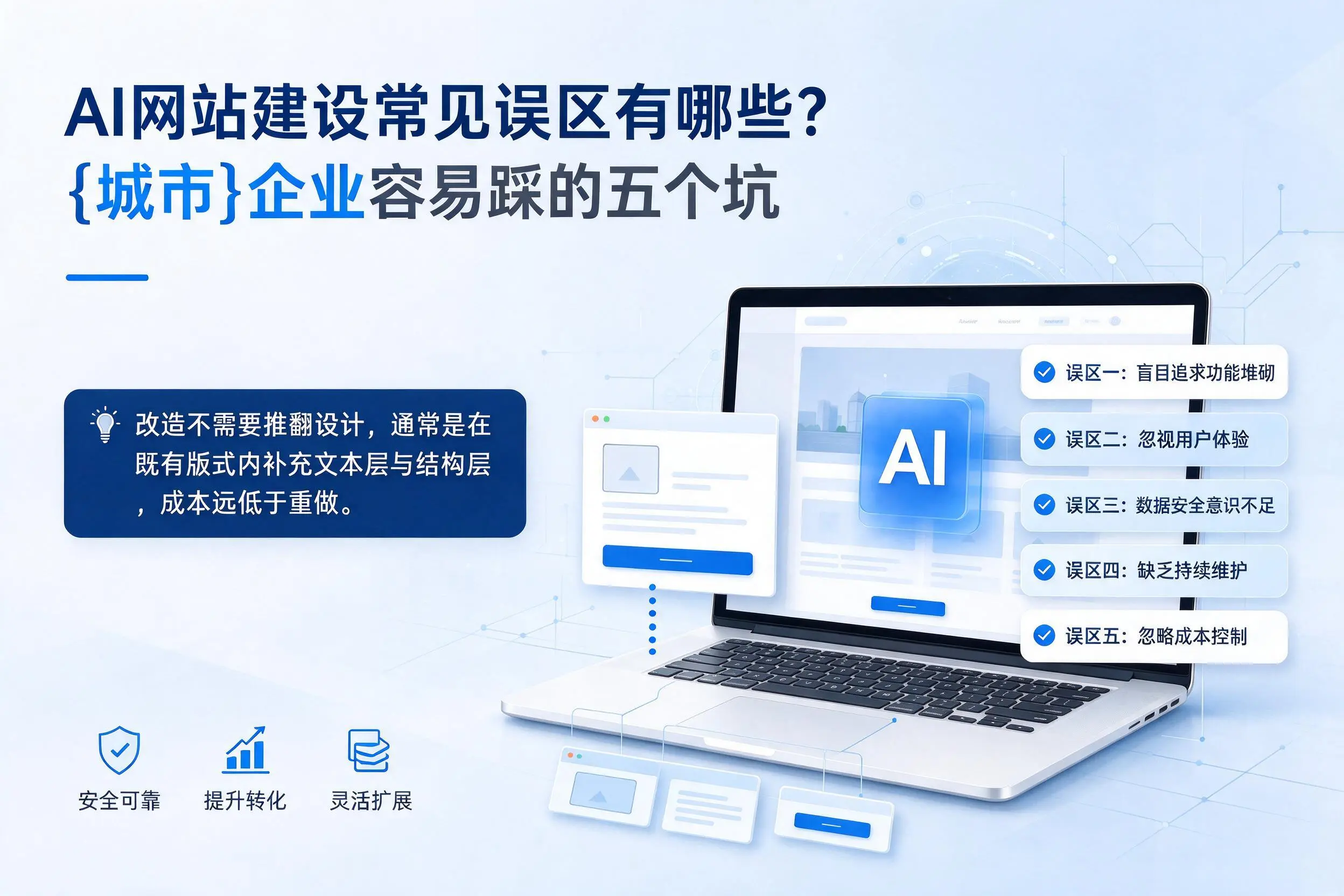 AI网站建设常见误区有哪些？呼伦贝尔企业容易踩的五个坑